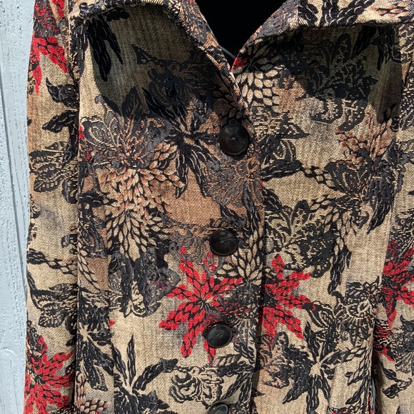 Vintage Giancarlo Ferrari Tapestry Jacket-Winter Florals Design (Size 12) - Picture 2 of 6